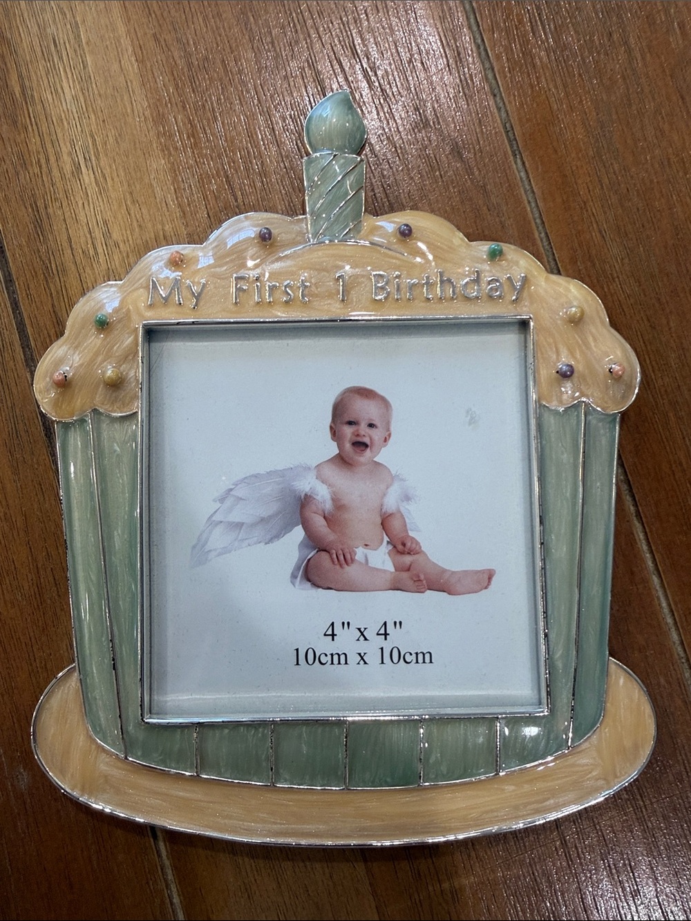 My First 1st Birthday Baby Picture Frame - Green and Cream